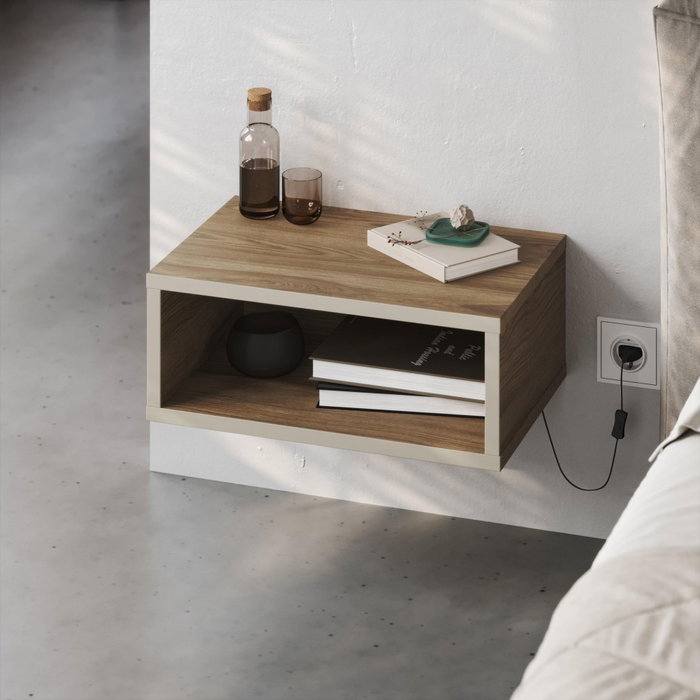 Hanah Home Mesita de Noche Sandstone y Oud con Iluminación LED Hanah Home Mesita de Noche Sandstone y Oud con Iluminación LED